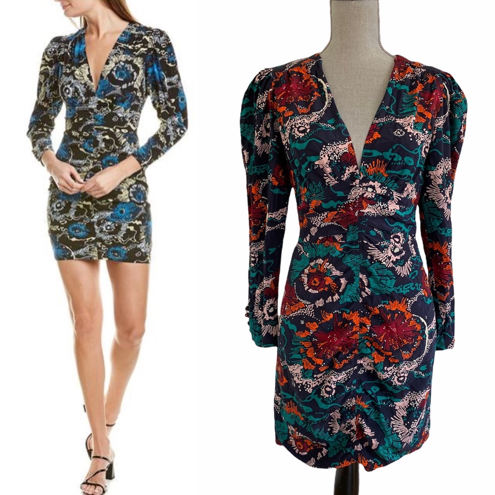 ALC Roxy V-Neck Long-Sleeve Printed Dress NWOT 6